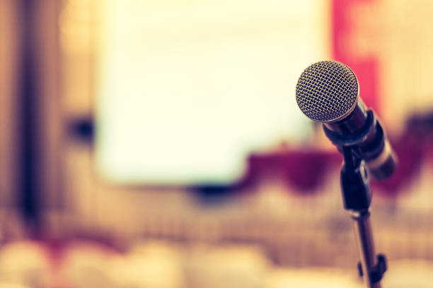Microphone in a town hall meeting room